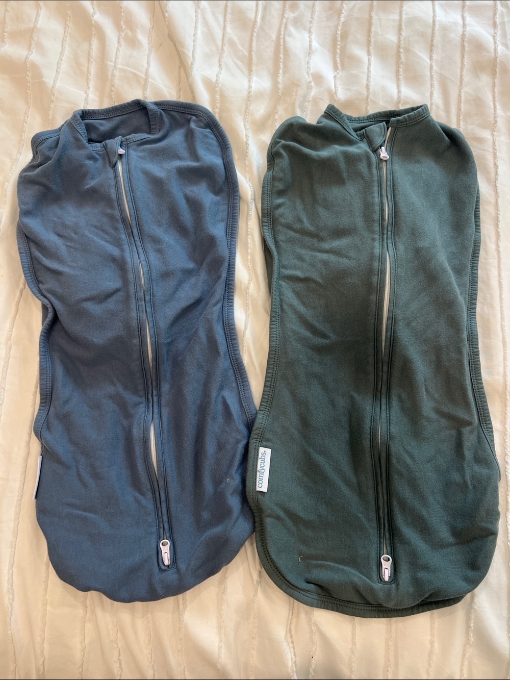 Two infant Comfy Cubs Zip-Front Swaddle Sleep sacks, 0-3 months, 7-14 lbs